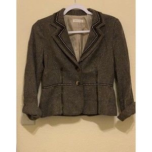 Coldwater Creek Jacket Womens 8 Brown Metallic Tweed Peplum Blazer 2 Button